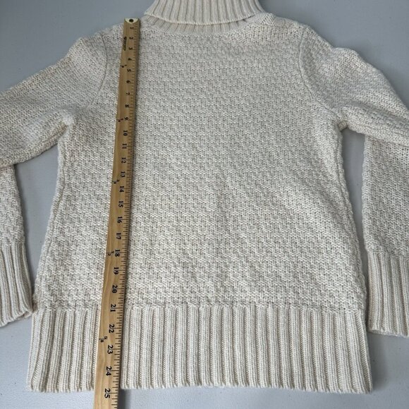 Eddie Bauer Cable Knit Turtleneck Sweater Lambs Wool Fisherman Medium - Picture 7 of 7